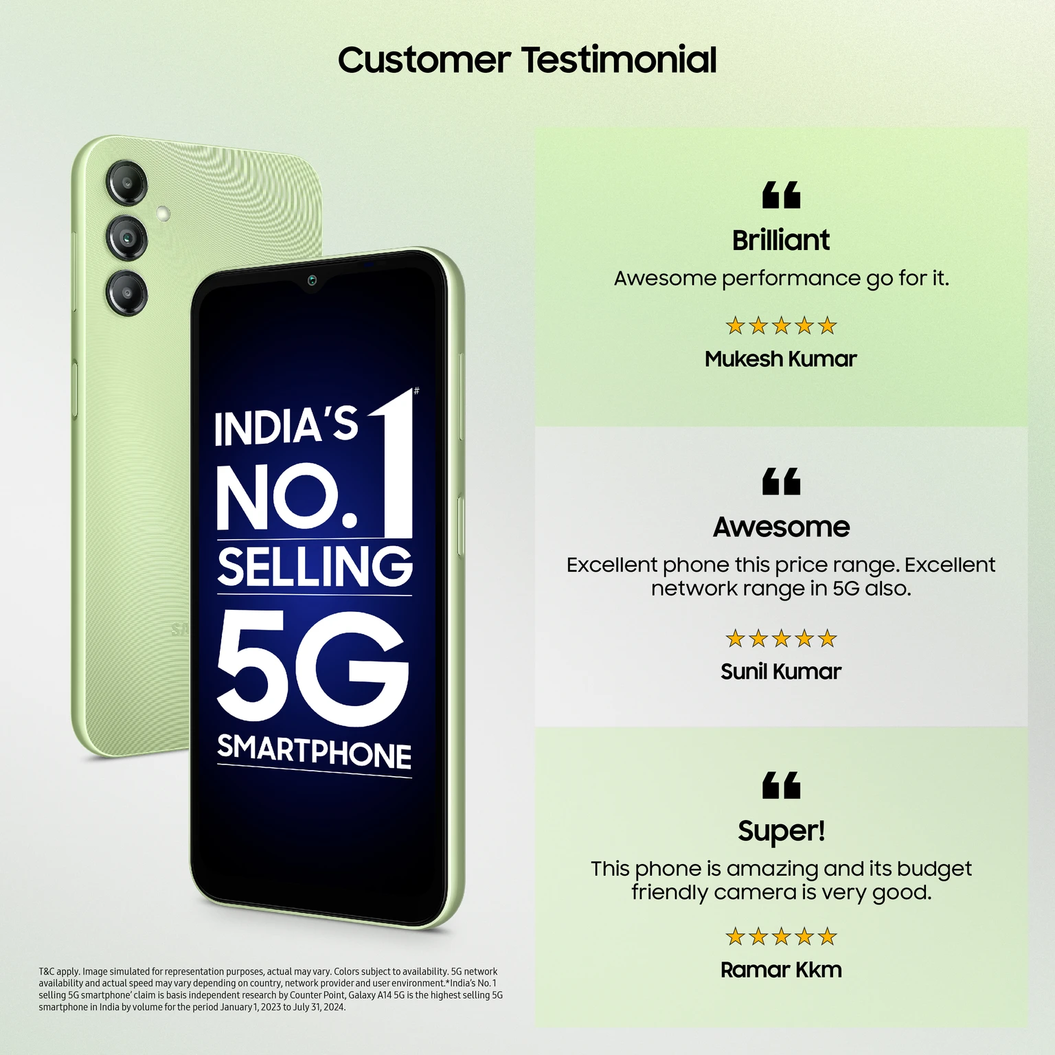 Samsung Galaxy A14 5G (Light Green, 128 GB) (4 GB RAM)