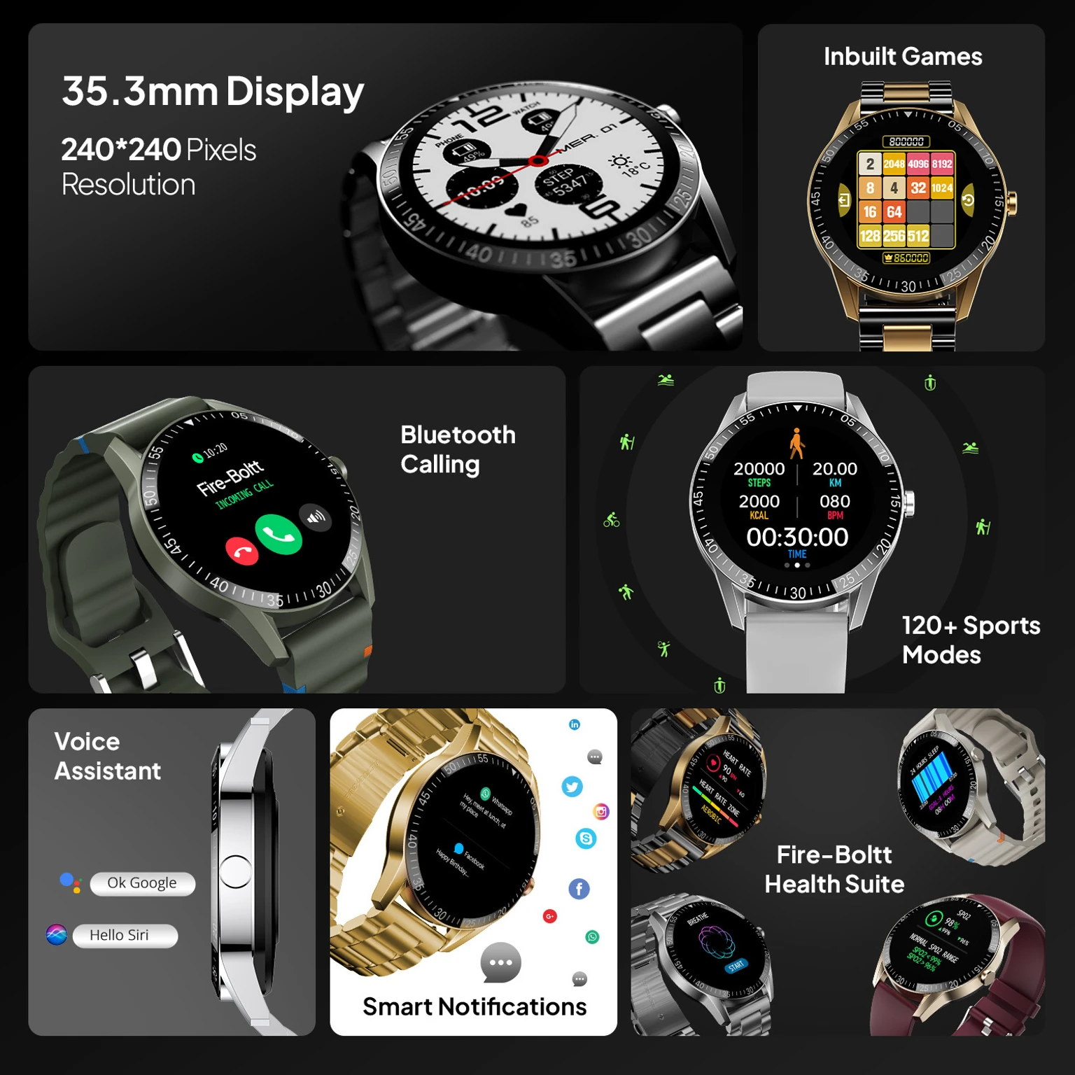 Fire-Boltt Talk 35.3mm (1.39) Bluetooth Calling with SpO2, Metal Body & Luxury Design Smartwatch (Beige Wave Strap, Free Size)
