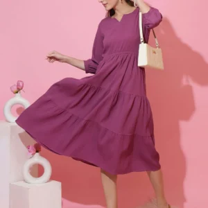 Honky Tonky Women Fit and Flare Black Midi/Calf Length Dress