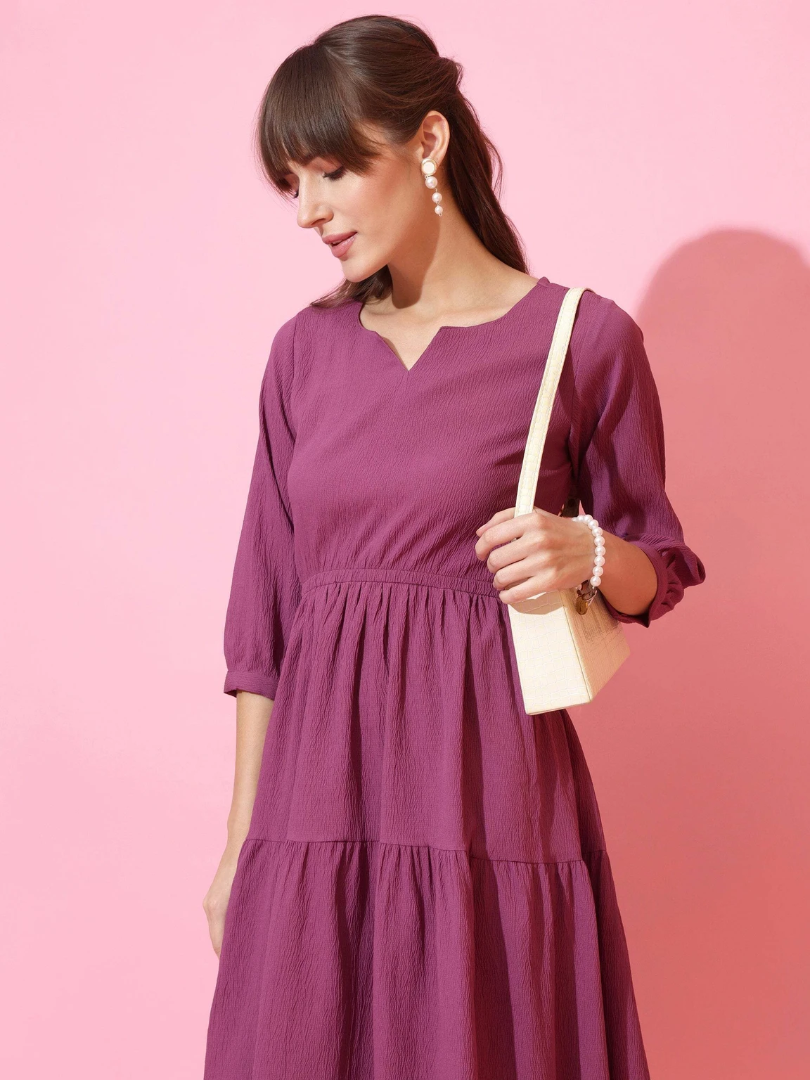 Honky Tonky Women Fit and Flare Black Midi/Calf Length Dress