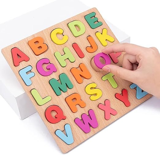 AMENDAS Wooden Learning Educational Board for Kids, Puzzle Toys for 2 Years Old Boys & Girls Educational Toys for Toddlers & Preschoolers, ABCD (Alphabet, Numbers, Shapes)