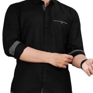 CB-COLEBROOK Men's Regular Fit Solid Soft Touch Cotton Casual Shirt with Pocket Design with Spread Collar & Full Sleeves