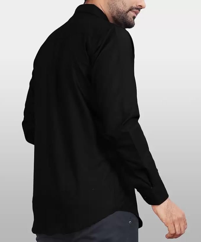 CB-COLEBROOK Men's Regular Fit Solid Soft Touch Cotton Casual Shirt with Pocket Design with Spread Collar & Full Sleeves