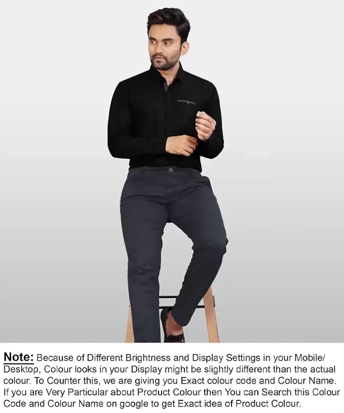 CB-COLEBROOK Men's Regular Fit Solid Soft Touch Cotton Casual Shirt with Pocket Design with Spread Collar & Full Sleeves
