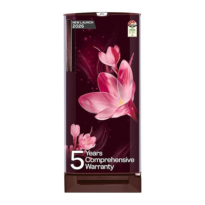odrej 185 L 5 Star 5 Years Comprehensive Warrant | Advanced Capillary Technology| Toughened Glass Shelves | Direct Cool Single Door Refrigerator (2026 Model, RD 195EN TAI MY WN, Mystic Wine)