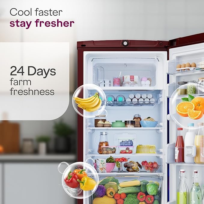 odrej 185 L 5 Star 5 Years Comprehensive Warrant | Advanced Capillary Technology| Toughened Glass Shelves | Direct Cool Single Door Refrigerator (2026 Model, RD 195EN TAI MY WN, Mystic Wine)