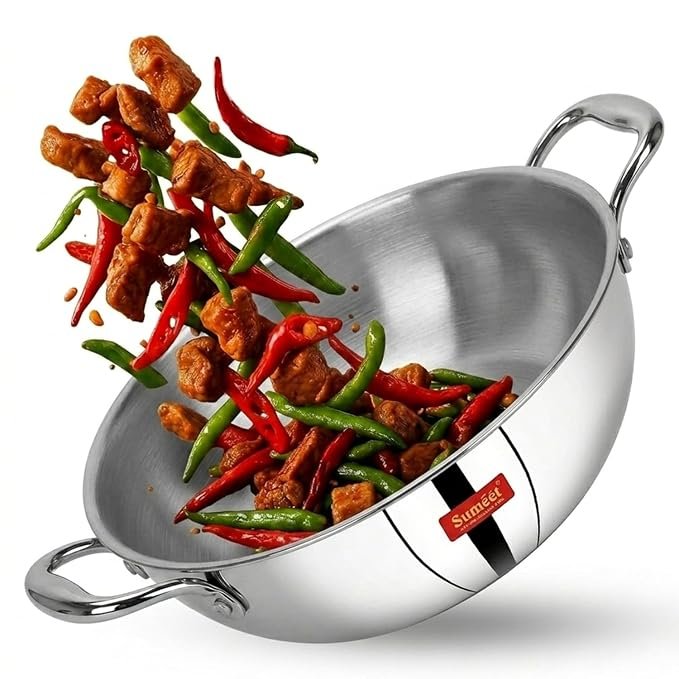 Sumeet Cook Smart TriPly Steel-Aluminium-Steel - 3 Layers Kadhai - 5 Years Warranty - 2Ltr - 22cm - Kadai